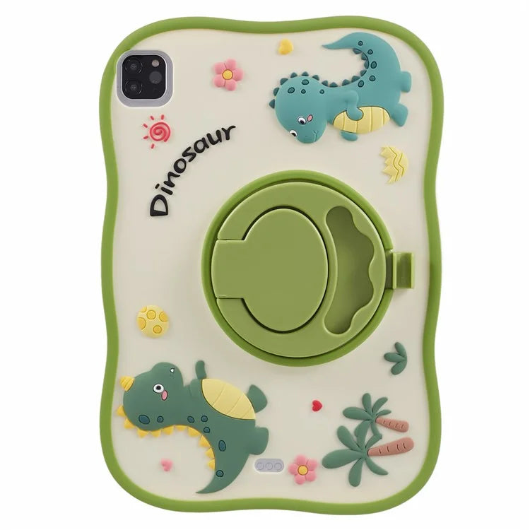 For iPad Air (2020) / (2022) / iPad Pro 11 (2020) / (2021) / (2022) Case Kickstand Cartoon Dinosaur PC+Silicone Tablet Cover