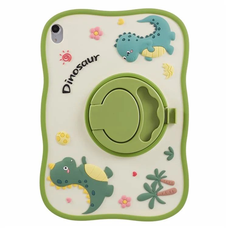 For iPad 10.9 (2022) Case Cartoon Dinosaur 360 Degree Rotation Kickstand PC+Silicone Tablet Cover