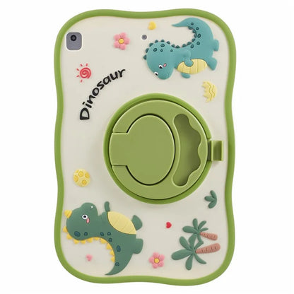 For iPad 9.7-inch (2017) / (2018) / iPad Air (2013) / Air 2 Case PC+Silicone Rotary Kickstand Dinosaur Tablet Cover
