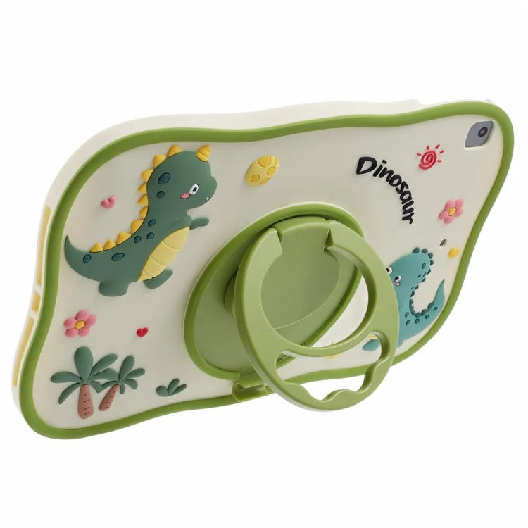 For iPad 9.7-inch (2017) / (2018) / iPad Air (2013) / Air 2 Case PC+Silicone Rotary Kickstand Dinosaur Tablet Cover