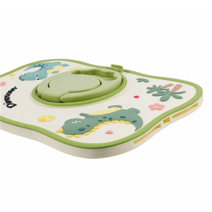 For iPad 9.7-inch (2017) / (2018) / iPad Air (2013) / Air 2 Case PC+Silicone Rotary Kickstand Dinosaur Tablet Cover