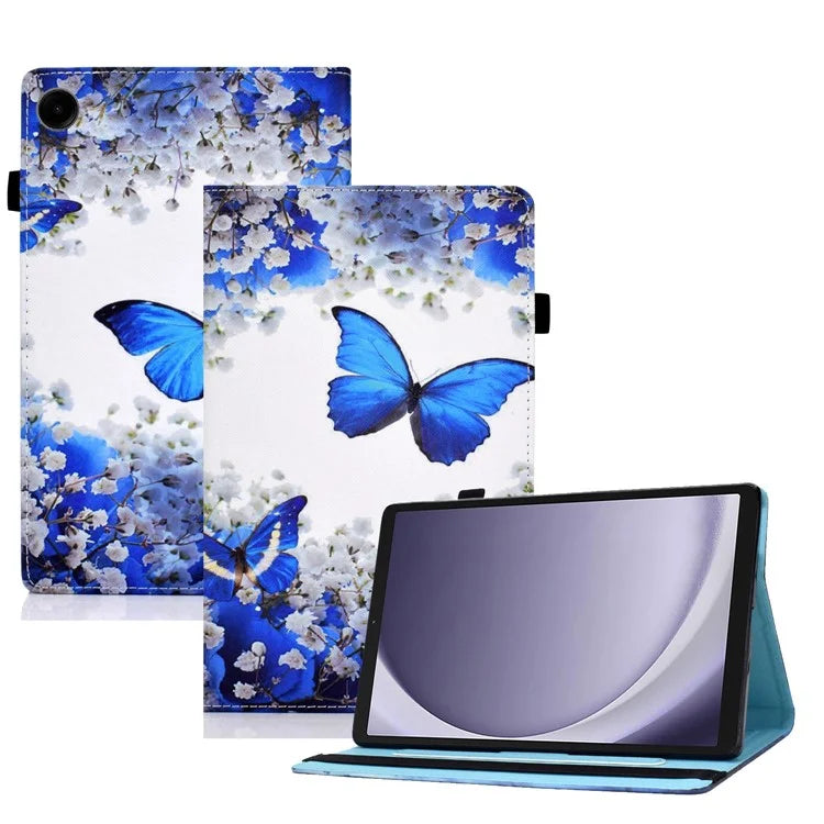 For Samsung Galaxy Tab A9 PU Leather Case Elastic Band Pattern Printing Tablet Cover