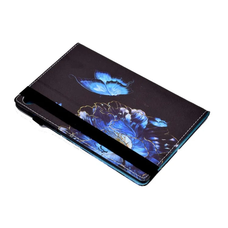 For Samsung Galaxy Tab A9+ PU Leather Stand Cover Elastic Band Pattern Printing Tablet Case