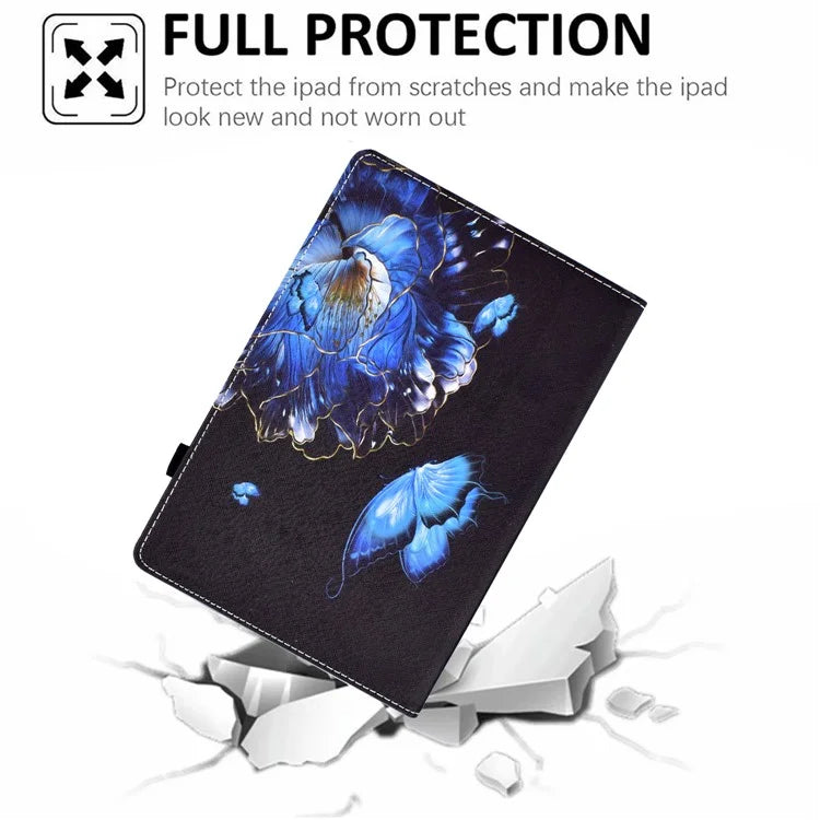 For Samsung Galaxy Tab A9+ PU Leather Stand Cover Elastic Band Pattern Printing Tablet Case