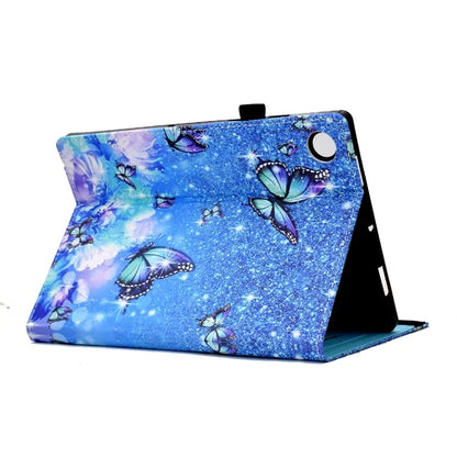 For Samsung Galaxy Tab A9+ PU Leather Stand Cover Elastic Band Pattern Printing Tablet Case and Butterfly