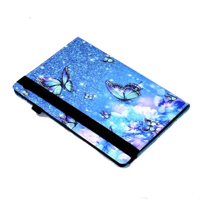 For Samsung Galaxy Tab A9+ PU Leather Stand Cover Elastic Band Pattern Printing Tablet Case and Butterfly