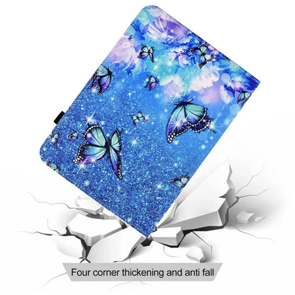 For Samsung Galaxy Tab A9+ PU Leather Stand Cover Elastic Band Pattern Printing Tablet Case and Butterfly