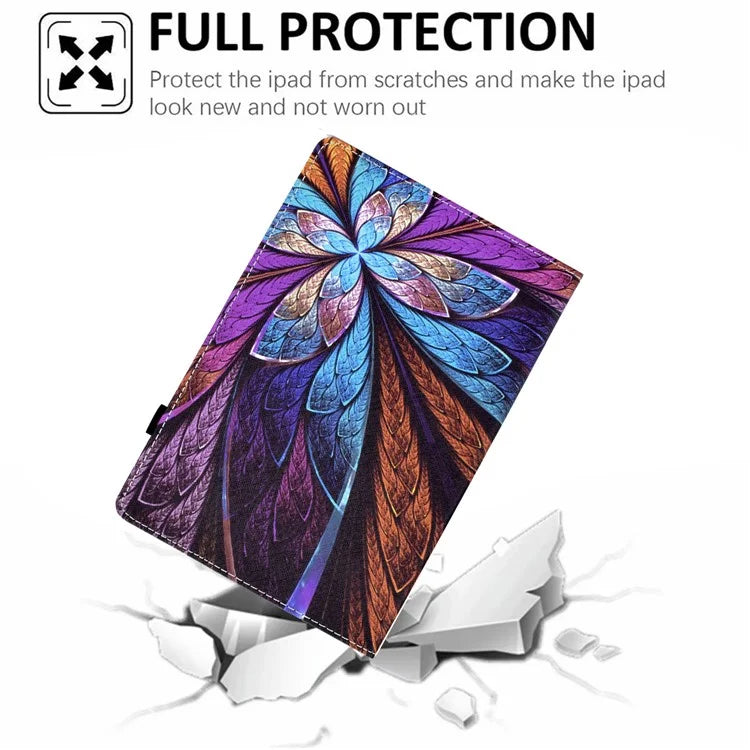 For Samsung Galaxy Tab A9+ PU Leather Stand Cover Elastic Band Pattern Printing Tablet Case