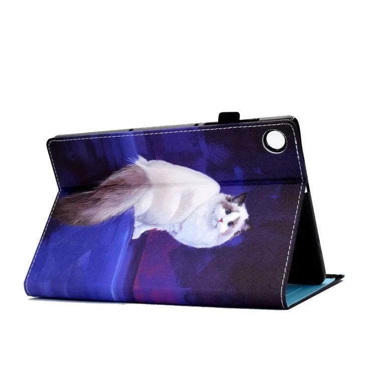 For Samsung Galaxy Tab A9+ PU Leather Stand Cover Elastic Band Pattern Printing Tablet Case