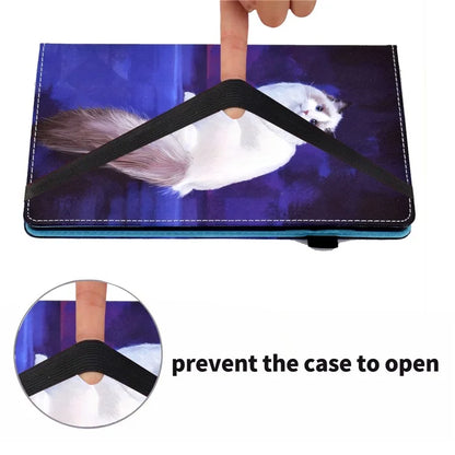 For Samsung Galaxy Tab A9+ PU Leather Stand Cover Elastic Band Pattern Printing Tablet Case