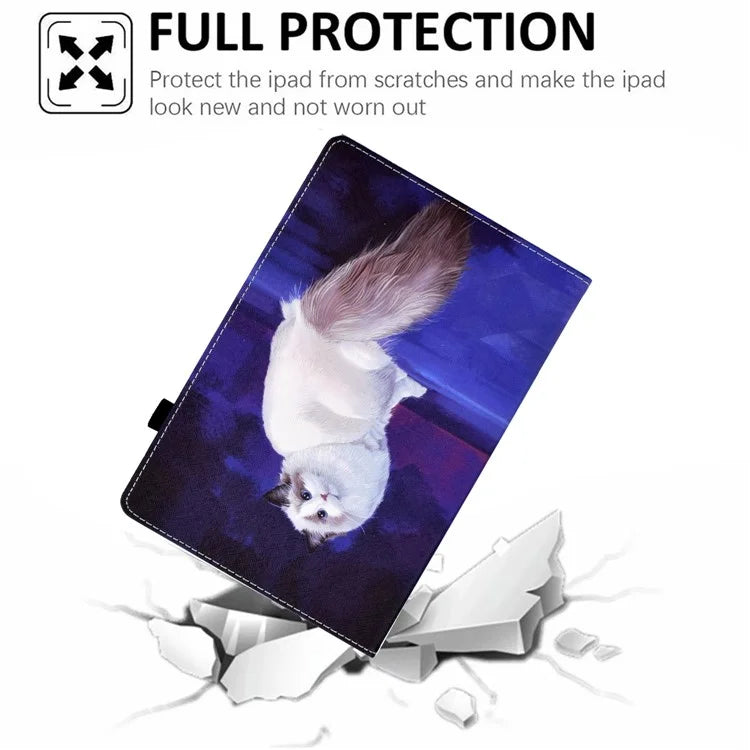 For Samsung Galaxy Tab A9+ PU Leather Stand Cover Elastic Band Pattern Printing Tablet Case