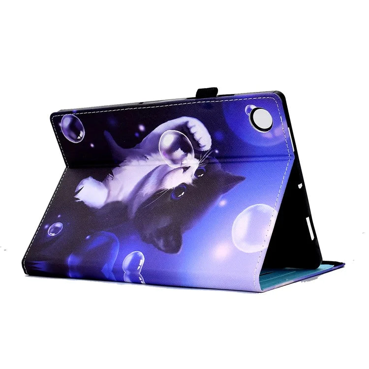 For Samsung Galaxy Tab A9+ PU Leather Stand Cover Elastic Band Pattern Printing Tablet Case