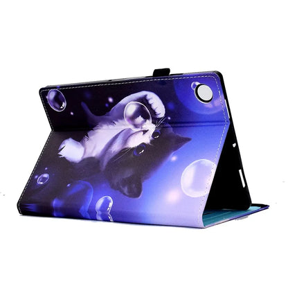 For Samsung Galaxy Tab A9+ PU Leather Stand Cover Elastic Band Pattern Printing Tablet Case