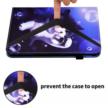 For Samsung Galaxy Tab A9+ PU Leather Stand Cover Elastic Band Pattern Printing Tablet Case