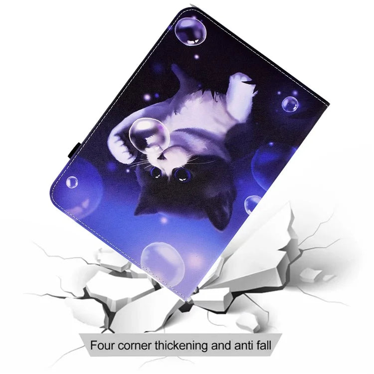 For Samsung Galaxy Tab A9+ PU Leather Stand Cover Elastic Band Pattern Printing Tablet Case