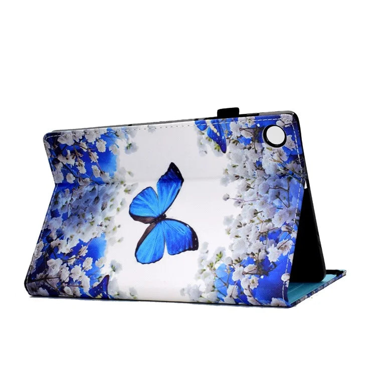 For Samsung Galaxy Tab A9+ PU Leather Stand Cover Elastic Band Pattern Printing Tablet Case