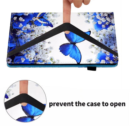 For Samsung Galaxy Tab A9+ PU Leather Stand Cover Elastic Band Pattern Printing Tablet Case