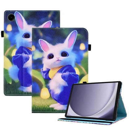 For Samsung Galaxy Tab A9+ PU Leather Stand Cover Elastic Band Pattern Printing Tablet Case