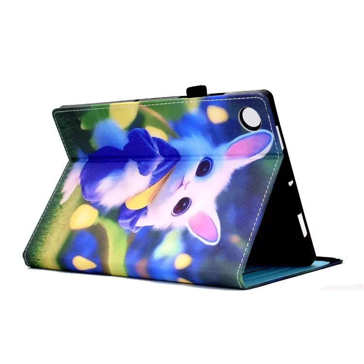 For Samsung Galaxy Tab A9+ PU Leather Stand Cover Elastic Band Pattern Printing Tablet Case