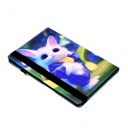 For Samsung Galaxy Tab A9+ PU Leather Stand Cover Elastic Band Pattern Printing Tablet Case