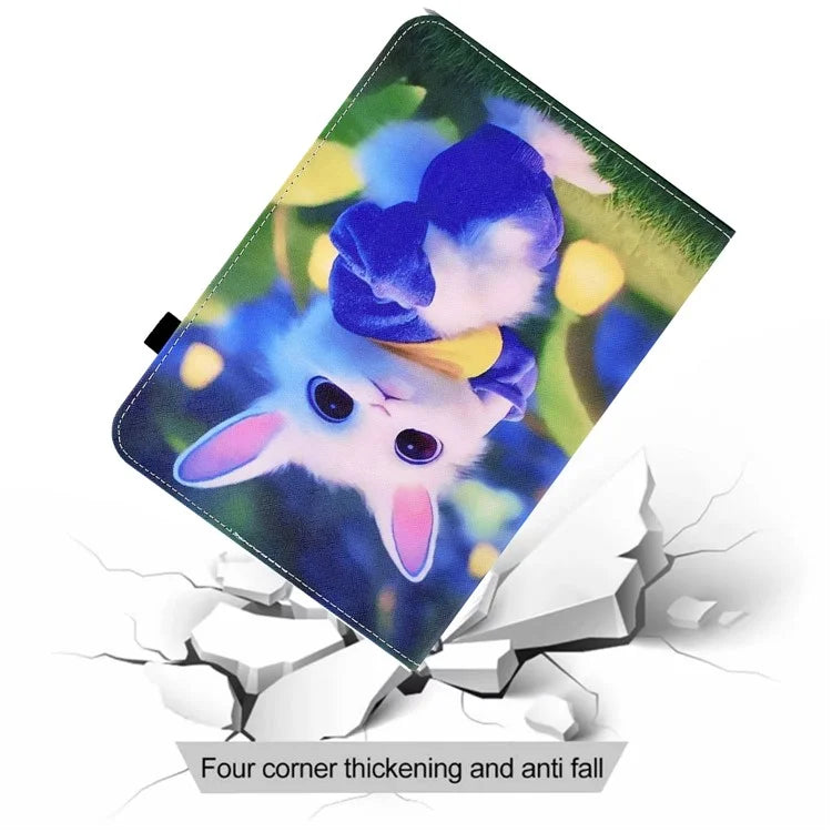 For Samsung Galaxy Tab A9+ PU Leather Stand Cover Elastic Band Pattern Printing Tablet Case