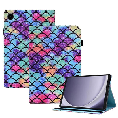 For Samsung Galaxy Tab A9+ PU Leather Stand Cover Elastic Band Pattern Printing Tablet Case