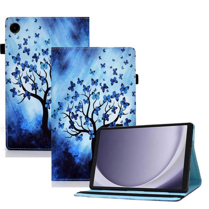 For Samsung Galaxy Tab A9+ PU Leather Stand Cover Elastic Band Pattern Printing Tablet Case