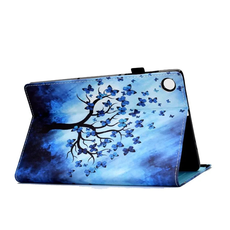For Samsung Galaxy Tab A9+ PU Leather Stand Cover Elastic Band Pattern Printing Tablet Case