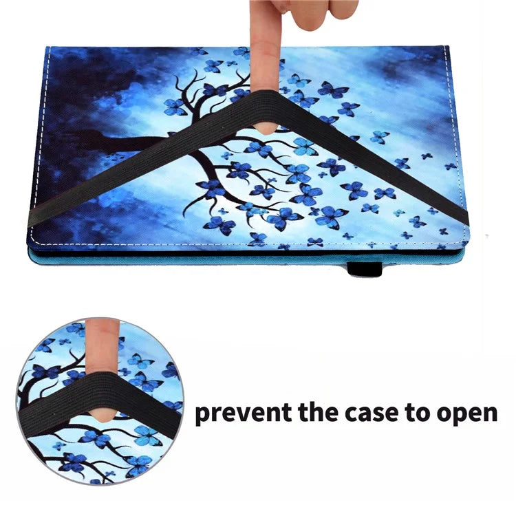 For Samsung Galaxy Tab A9+ PU Leather Stand Cover Elastic Band Pattern Printing Tablet Case