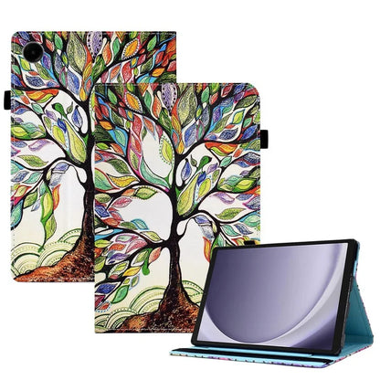 For Samsung Galaxy Tab A9+ PU Leather Stand Cover Elastic Band Pattern Printing Tablet Case