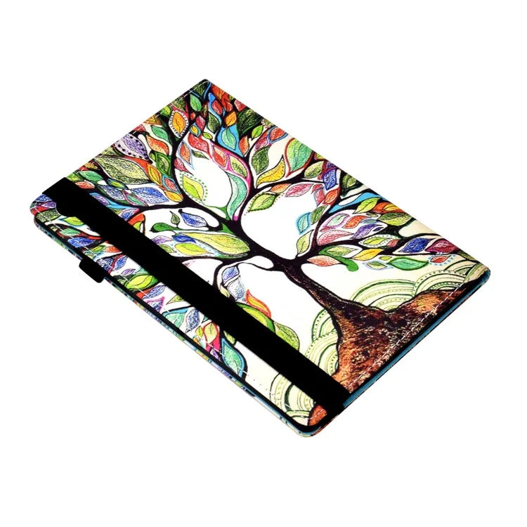 For Samsung Galaxy Tab A9+ PU Leather Stand Cover Elastic Band Pattern Printing Tablet Case