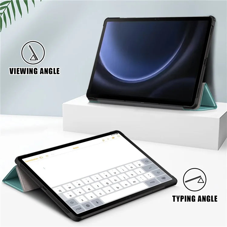 For Samsung Galaxy Tab S9 FE sm-x510 sm-x516 Leather Case Trifold Stand Tablet Coverish Green