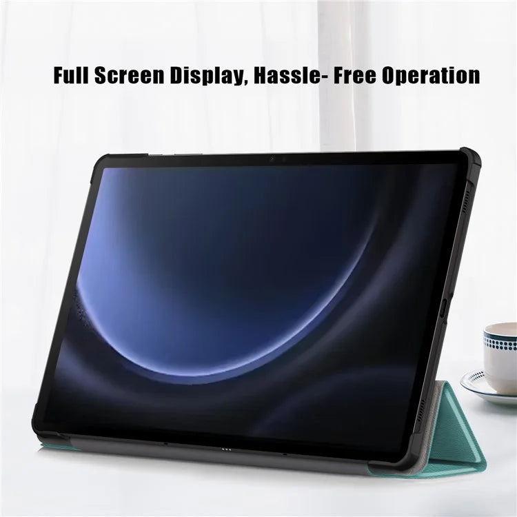 For Samsung Galaxy Tab S9 FE sm-x510 sm-x516 Leather Case Trifold Stand Tablet Coverish Green