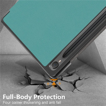 For Samsung Galaxy Tab S9 FE sm-x510 sm-x516 Leather Case Trifold Stand Tablet Coverish Green