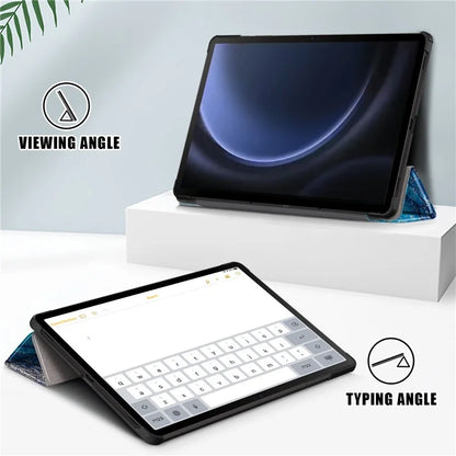 For Samsung Galaxy Tab S9 FE sm-x510 sm-x516 Case Tri-fold Stand Pattern Printing Tablet Cover