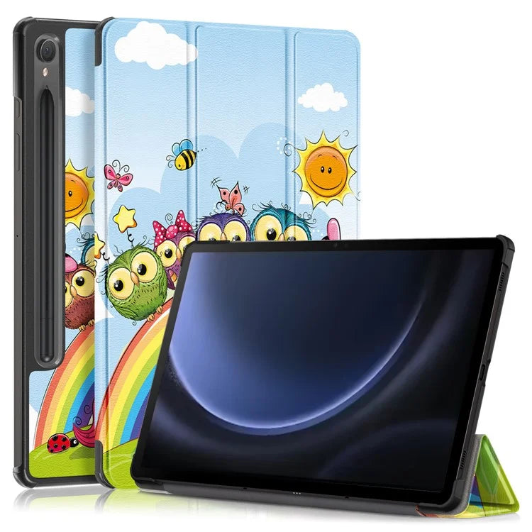 For Samsung Galaxy Tab S9 FE sm-x510 sm-x516 Case Tri-fold Stand Pattern Printing Tablet Cover