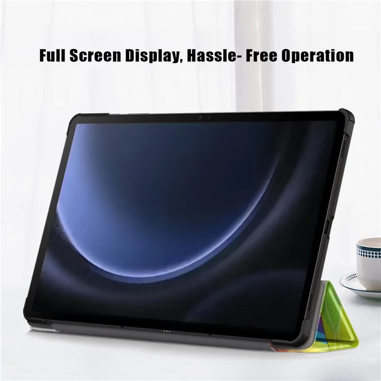 For Samsung Galaxy Tab S9 FE sm-x510 sm-x516 Case Tri-fold Stand Pattern Printing Tablet Cover