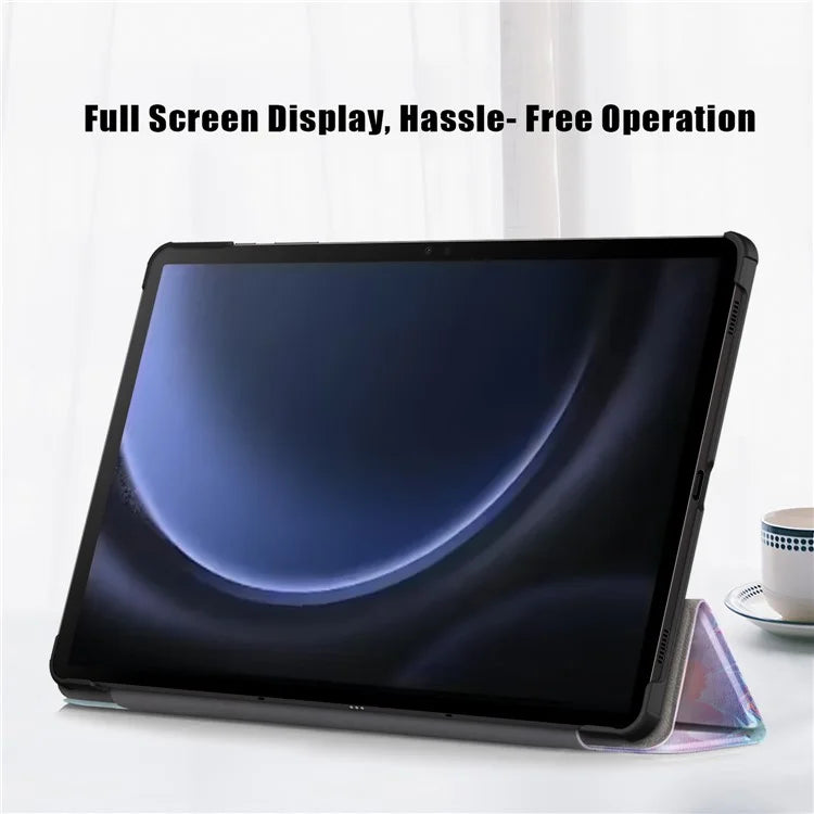 For Samsung Galaxy Tab S9 FE sm-x510 sm-x516 Case Tri-fold Stand Pattern Printing Tablet Cover