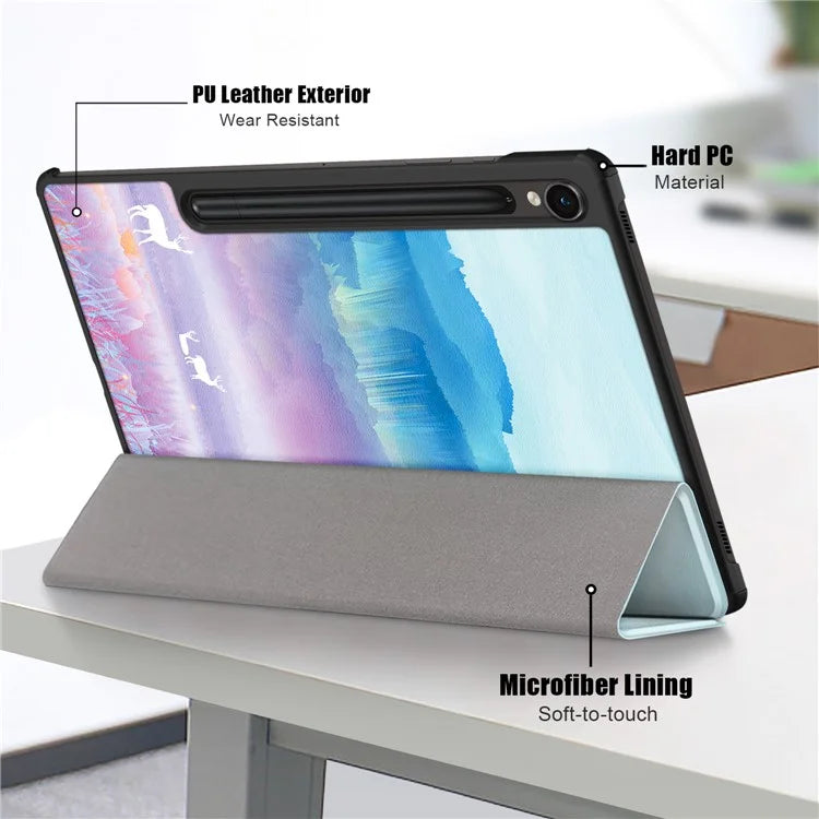 For Samsung Galaxy Tab S9 FE sm-x510 sm-x516 Case Tri-fold Stand Pattern Printing Tablet Cover