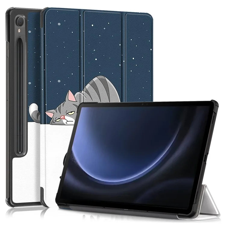 For Samsung Galaxy Tab S9 FE sm-x510 sm-x516 Case Tri-fold Stand Pattern Printing Tablet Cover