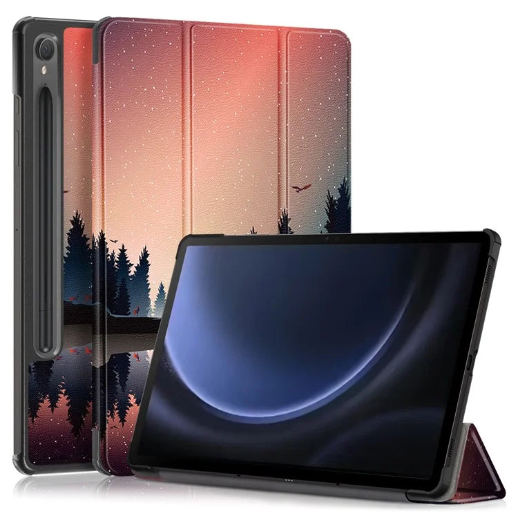 For Samsung Galaxy Tab S9 FE sm-x510 sm-x516 Case Tri-fold Stand Pattern Printing Tablet Cover