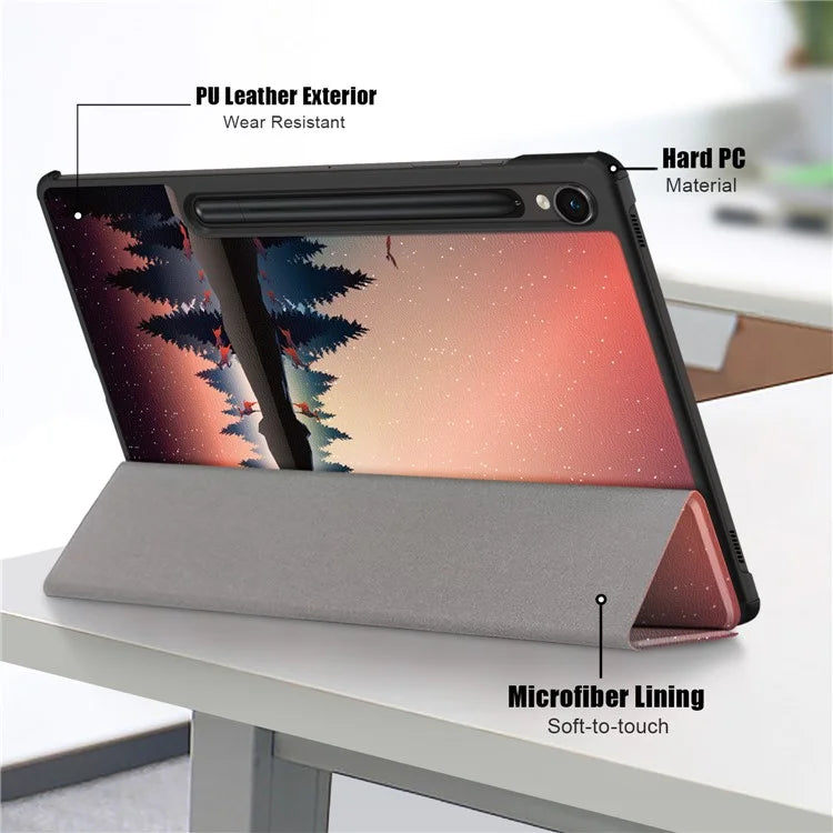 For Samsung Galaxy Tab S9 FE sm-x510 sm-x516 Case Tri-fold Stand Pattern Printing Tablet Cover