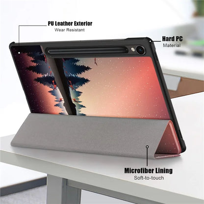 For Samsung Galaxy Tab S9 FE sm-x510 sm-x516 Case Tri-fold Stand Pattern Printing Tablet Cover