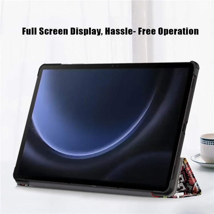 For Samsung Galaxy Tab S9 FE sm-x510 sm-x516 Case Tri-fold Stand Pattern Printing Tablet Cover