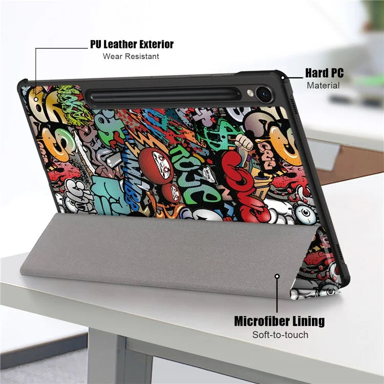 For Samsung Galaxy Tab S9 FE sm-x510 sm-x516 Case Tri-fold Stand Pattern Printing Tablet Cover