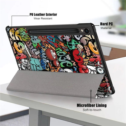 For Samsung Galaxy Tab S9 FE sm-x510 sm-x516 Case Tri-fold Stand Pattern Printing Tablet Cover