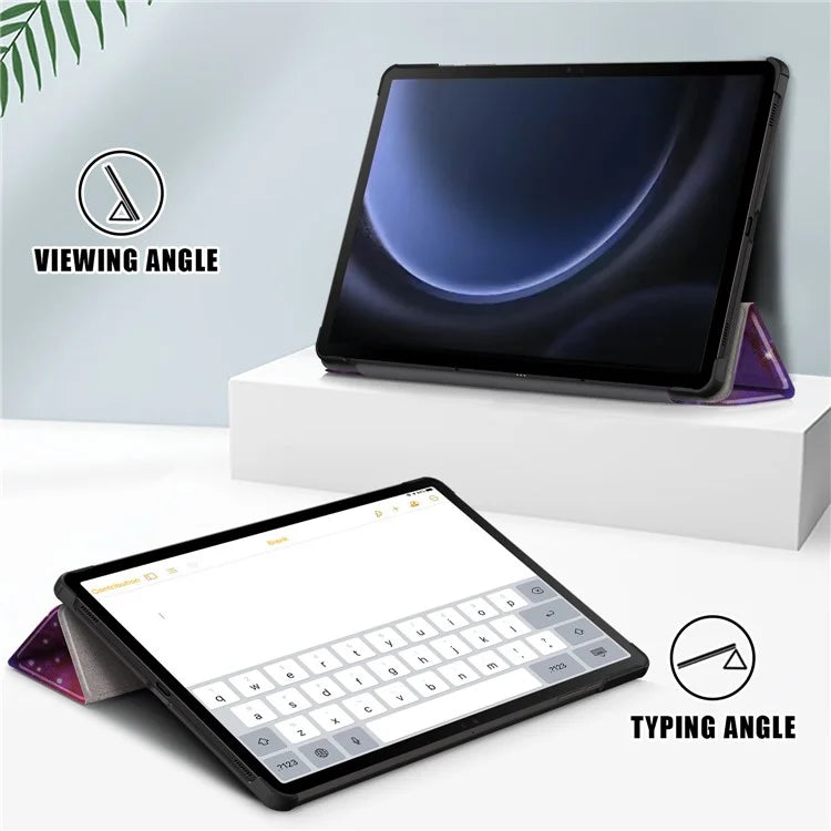 For Samsung Galaxy Tab S9 FE sm-x510 sm-x516 Case Tri-fold Stand Pattern Printing Tablet Cover