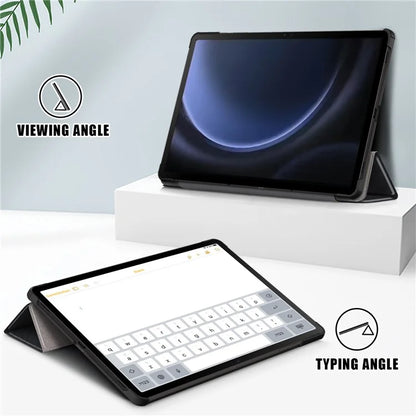 For Samsung Galaxy Tab S9 FE+ SM-x610 / SM-616 Case Leather Tablet Cover with Trifold Stand