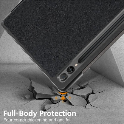 For Samsung Galaxy Tab S9 FE+ SM-x610 / SM-616 Case Leather Tablet Cover with Trifold Stand
