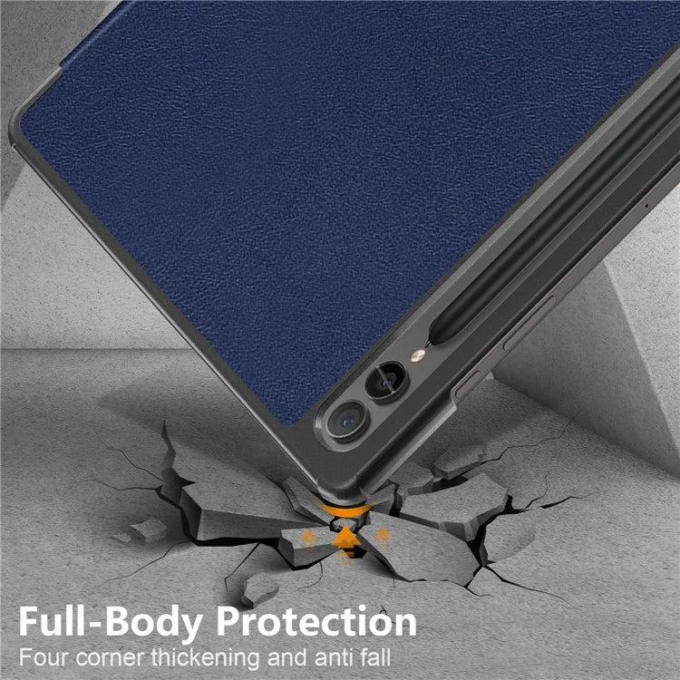 For Samsung Galaxy Tab S9 FE+ SM-x610 / SM-616 Case Leather Tablet Cover with Trifold Stand